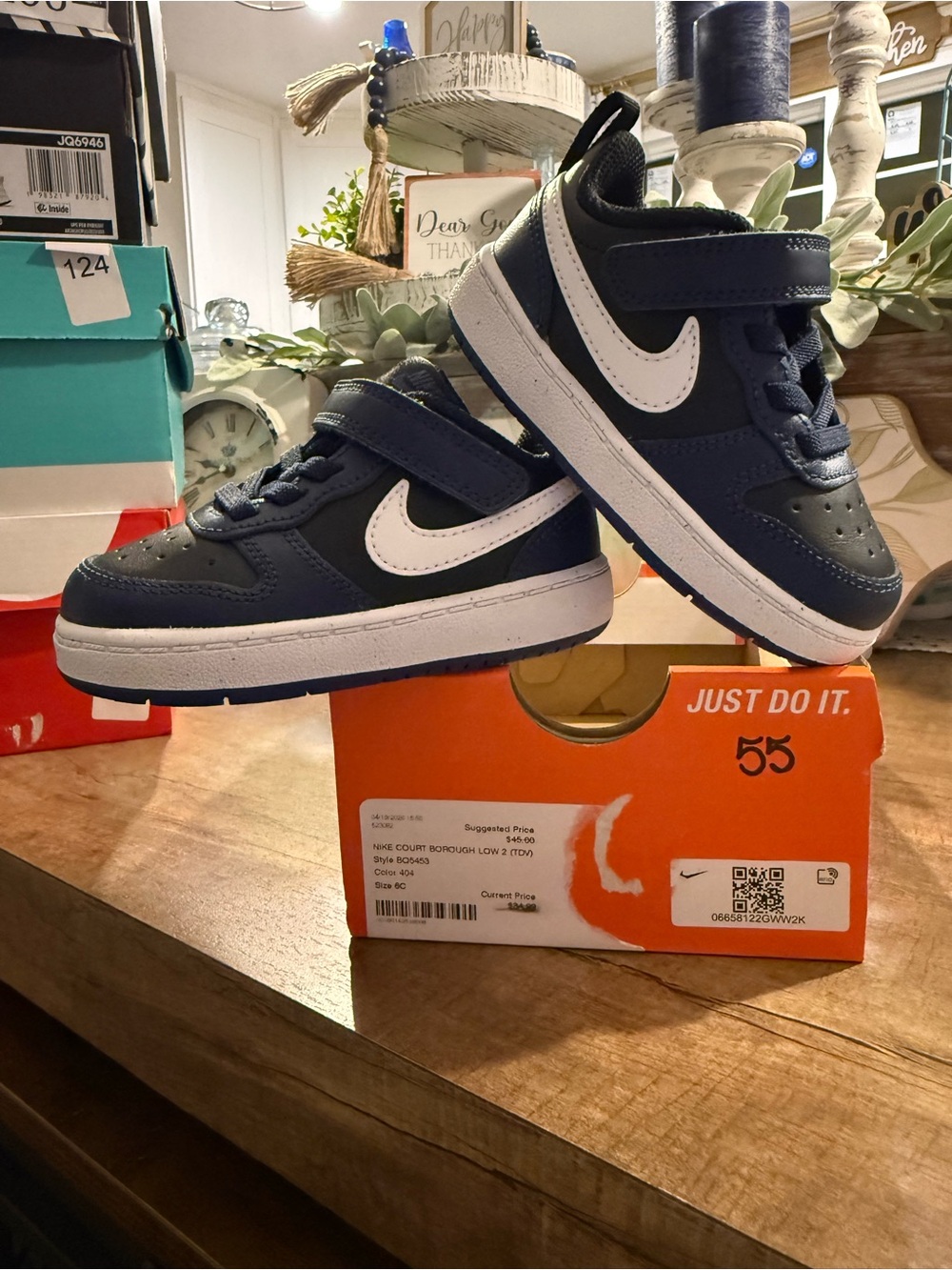 Nike Kids Navy and White Low-Top Sneakers
